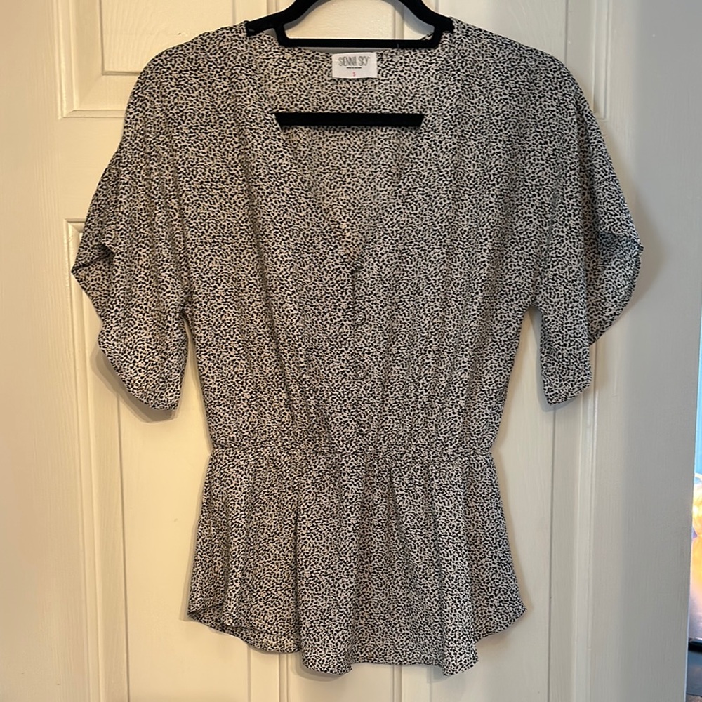 Black and Cream Women's Top, peplum
